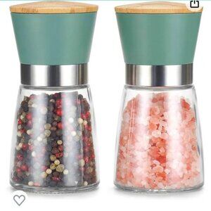 Bamboo Cap Manual Salt and Pepper Grinder Set